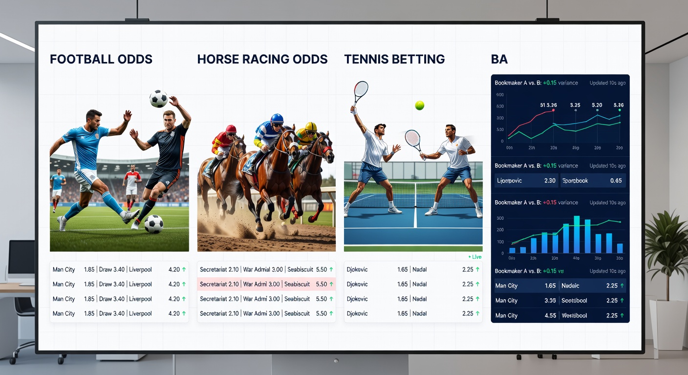 Dynamic split image showing IPL night fireworks over stadium lights, NBA playoff intensity, Grand National jumps, and Barcelona clay court volleys