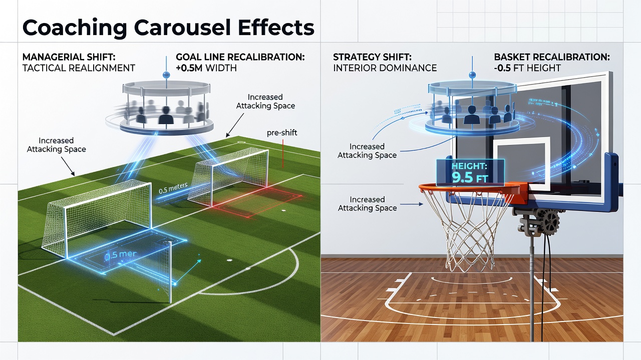 Bookmaker interfaces displaying updated football goal lines and basketball win probabilities after coaching announcements