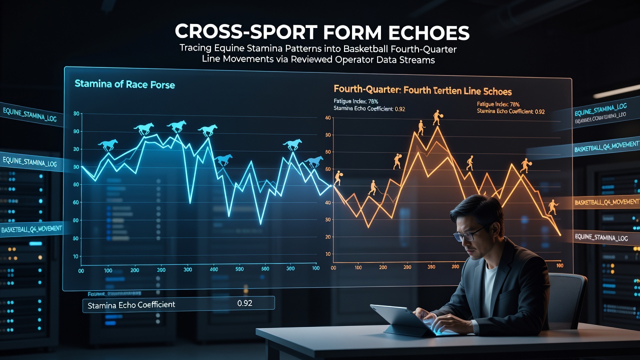 Visualization of equine stamina data streams mapped against basketball fourth-quarter line movements from operator records