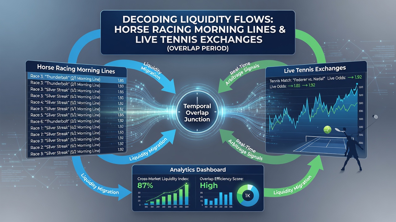 Graph illustrating volume transfers between racing and tennis betting during simultaneous sessions