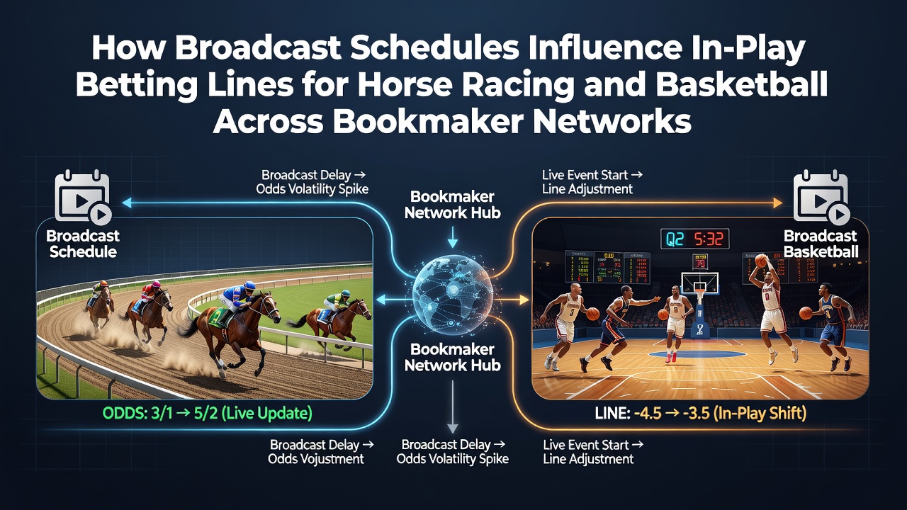 Broadcast schedules impacting live horse racing and basketball betting markets