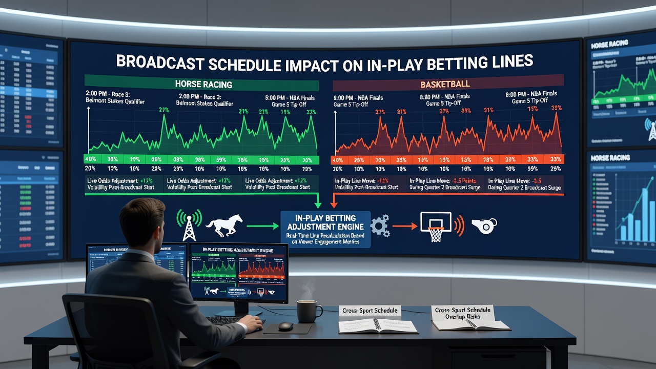 Live odds adjustments during televised basketball quarters and horse races