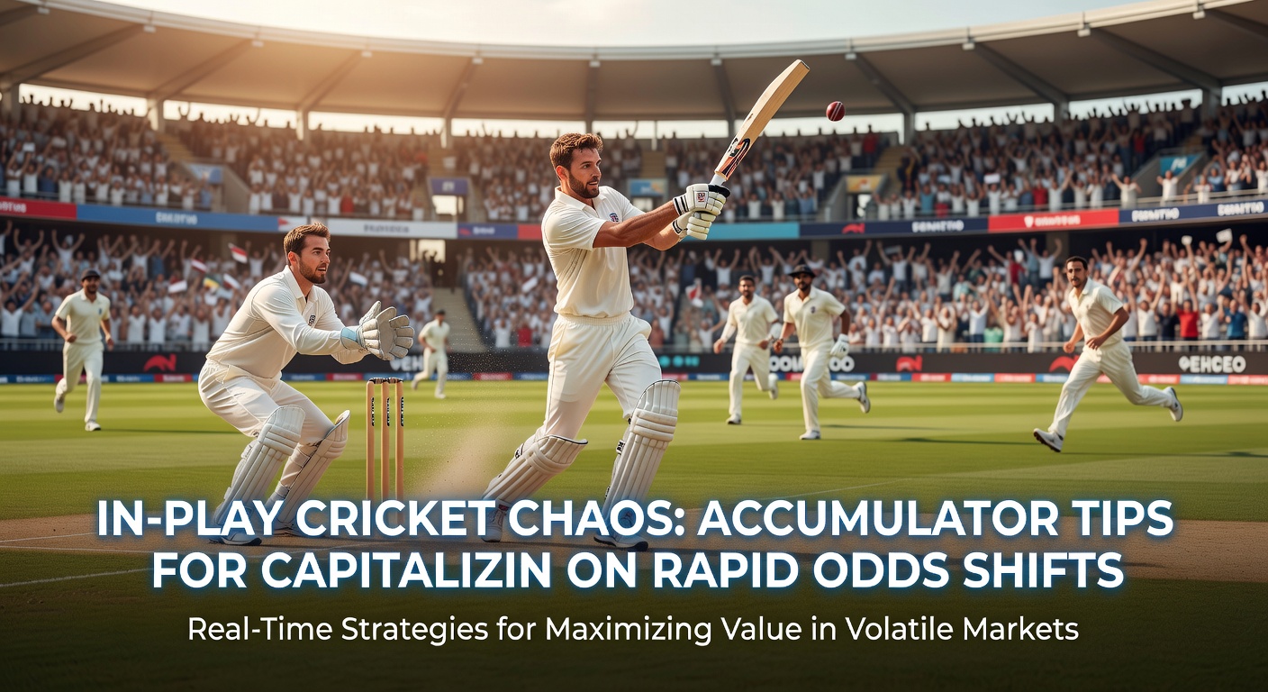 Close-up of a cricket scoreboard displaying live odds changes during a tense in-play moment, with accumulator potential highlighted in fluctuating markets