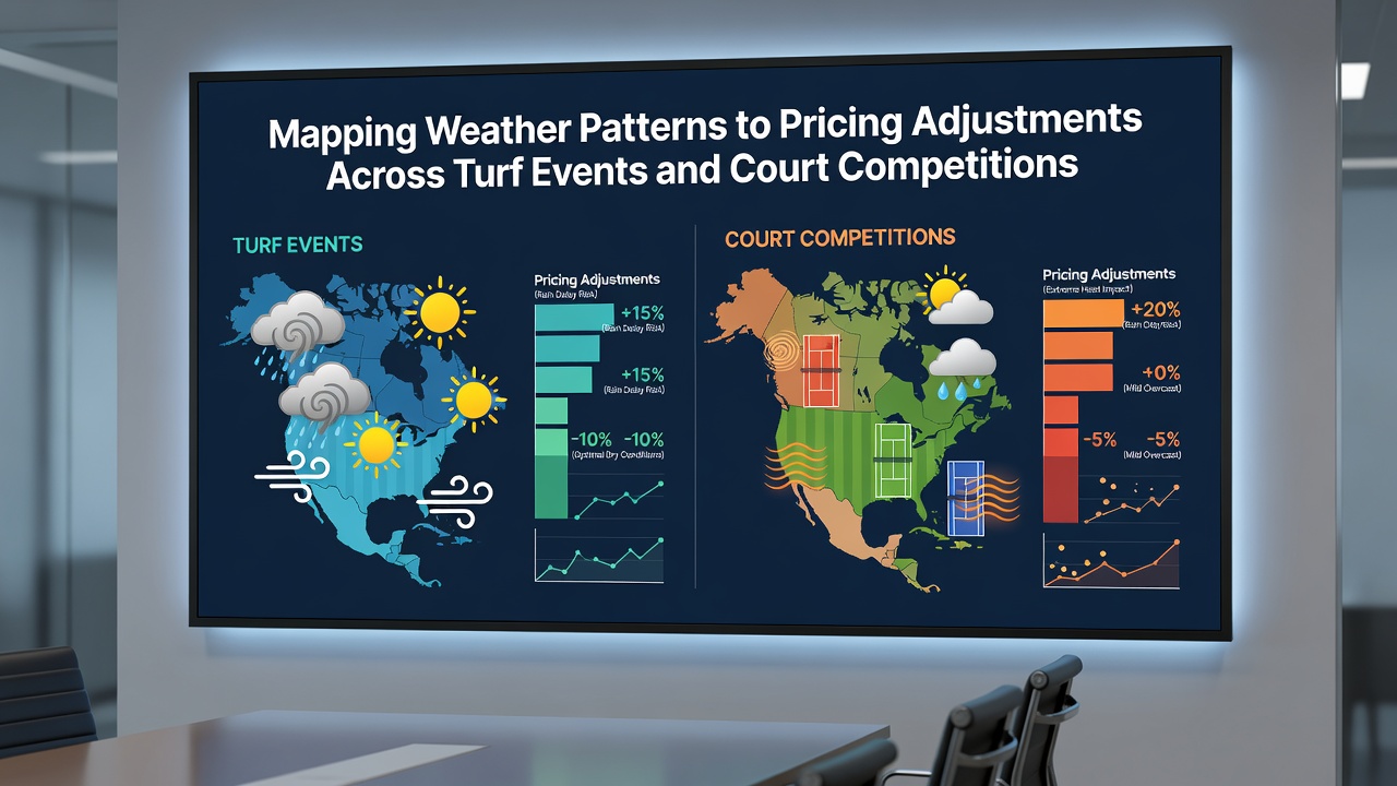 Live odds boards displaying tennis match adjustments during changing weather conditions on outdoor courts