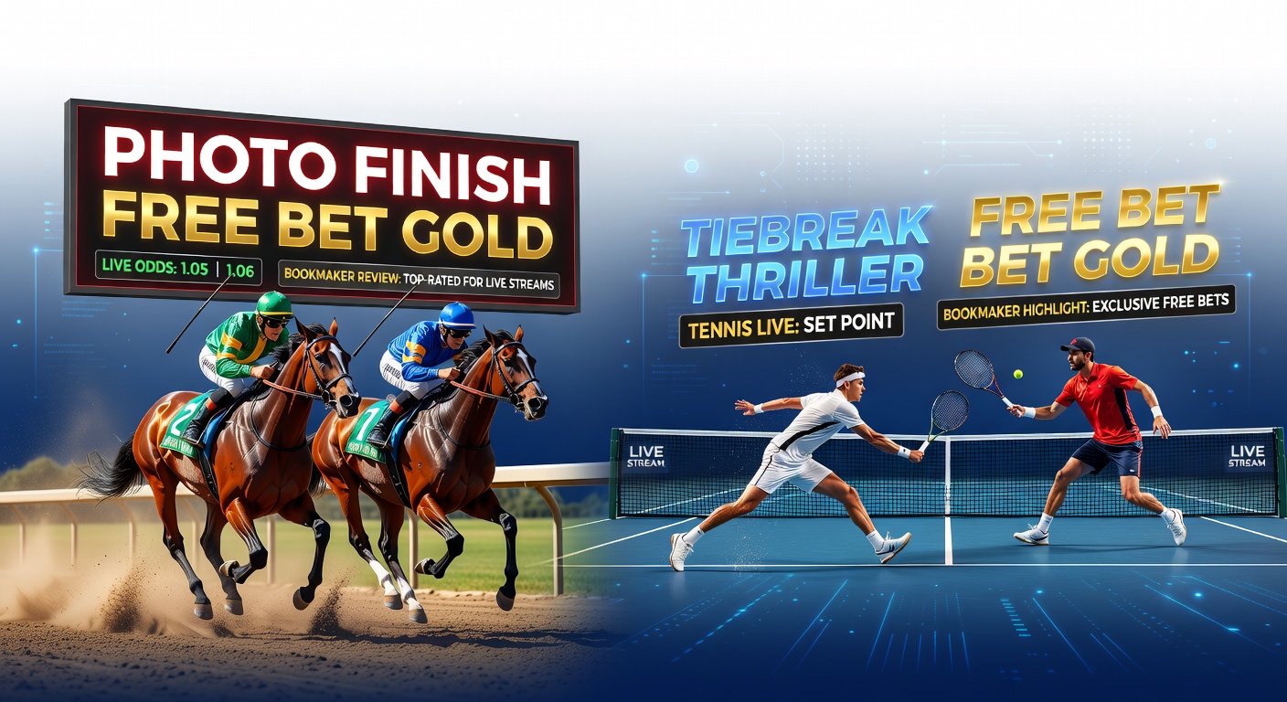 Dramatic horse racing photo finish with horses necks apart crossing the line under scrutiny from officials