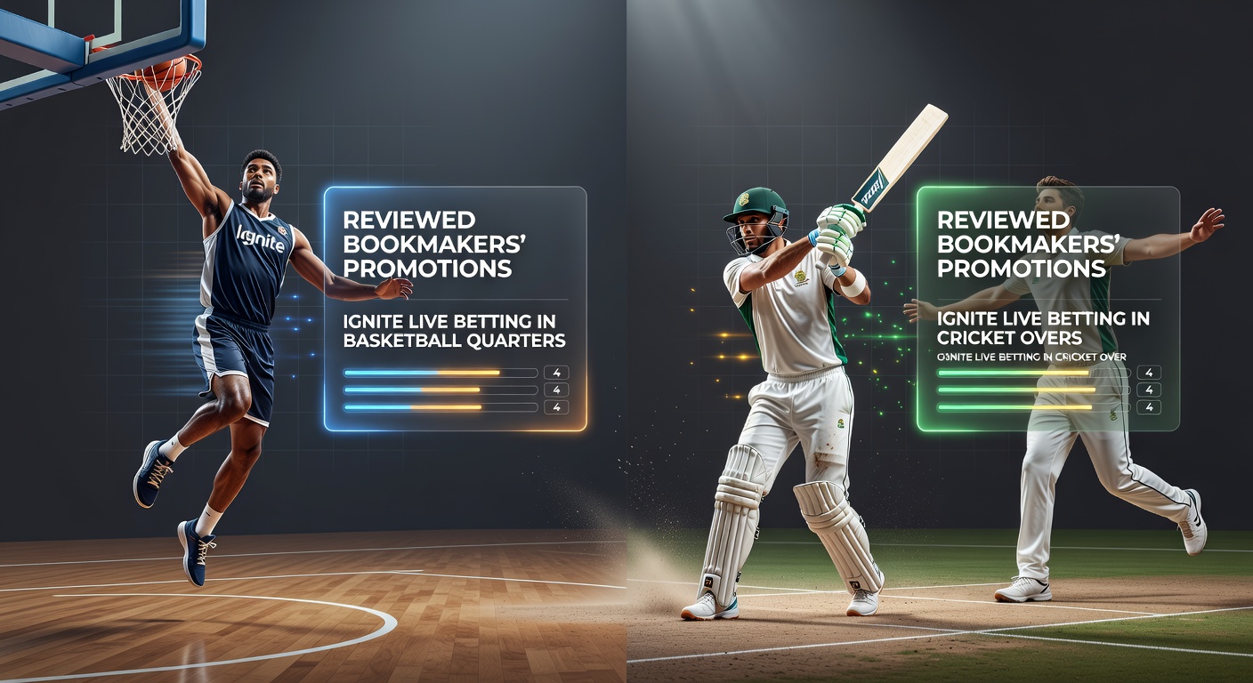 Dynamic live betting interface showing basketball quarter odds and cricket over markets from reviewed bookmakers