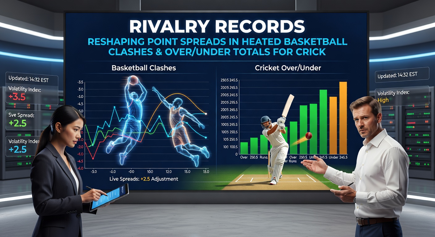 Cricket match scoreboard showing over/under totals influenced by rivalry records across bookmaker platforms