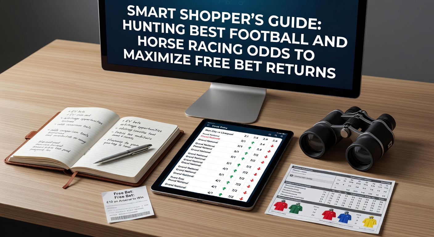 Betting screens displaying football match odds and horse racing markets side by side, highlighting comparison tools