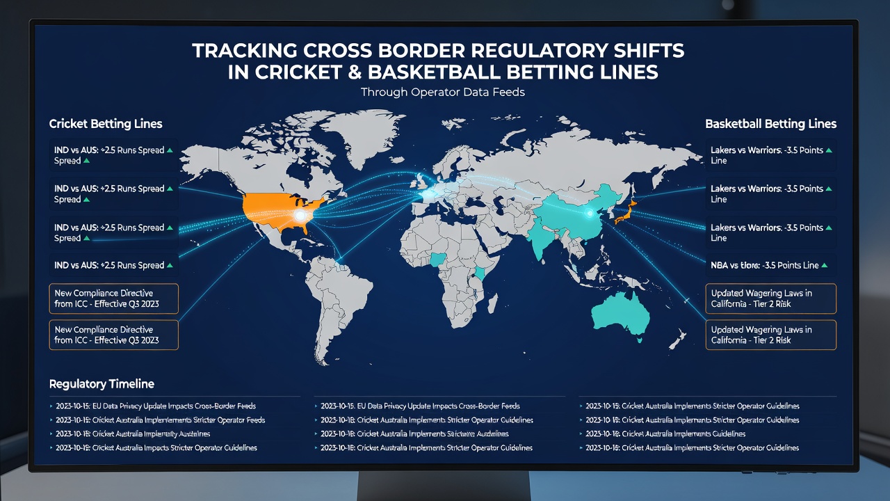 Data visualization showing cross-border betting line adjustments for cricket and basketball markets