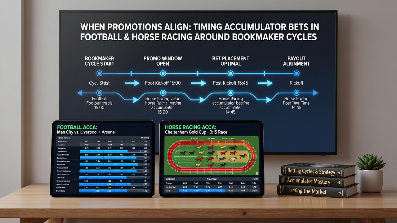 Horse racing and football accumulator examples during overlapping promotional periods