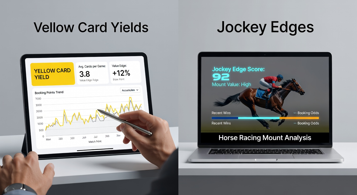 Close-up of a jockey conferring with trainers during a last-minute mount switch at a horse racing track, with betting slips and platform apps visible in the foreground